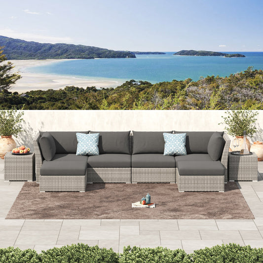 Set da conversazione per patio in vimini e alluminio Corvus da 8 pezzi