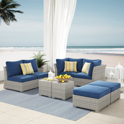 Set da conversazione per patio in vimini e alluminio Corvus da 8 pezzi