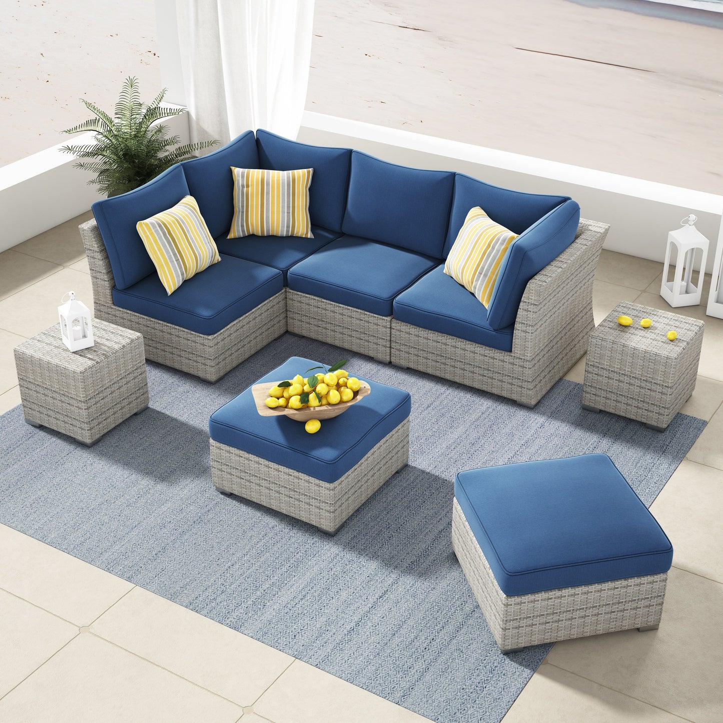 Set da conversazione per patio in vimini e alluminio Corvus da 8 pezzi