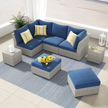 Set da conversazione per patio in vimini e alluminio Corvus da 8 pezzi