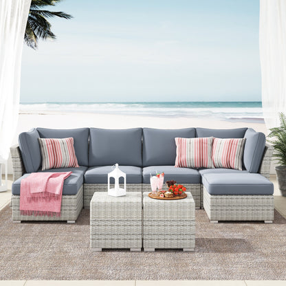 Set da conversazione per patio in vimini e alluminio Corvus da 8 pezzi