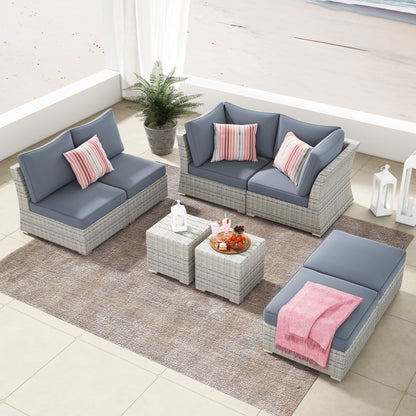 Set da conversazione per patio in vimini e alluminio Corvus da 8 pezzi