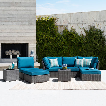 Set da conversazione per patio in vimini e alluminio Corvus da 8 pezzi