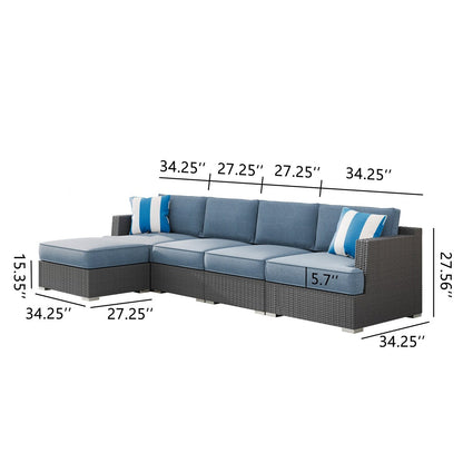 Set da conversazione in vimini da 5 pezzi Corvus Ancud con cuscino Sunbrella e cuscini Sunbrella