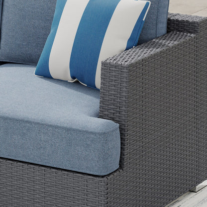 Set da conversazione in vimini da 5 pezzi Corvus Ancud con cuscino Sunbrella e cuscini Sunbrella