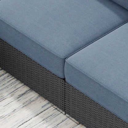 Set da conversazione in vimini da 5 pezzi Corvus Ancud con cuscino Sunbrella e cuscini Sunbrella