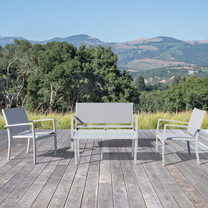 Set da conversazione in tessuto Corvus Antonio da 4 pezzi per esterni