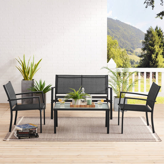 Set da conversazione in tessuto Corvus Antonio da 4 pezzi per esterni