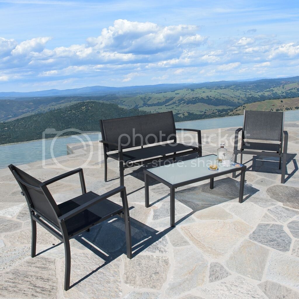 Set da conversazione in tessuto Corvus Antonio da 4 pezzi per esterni