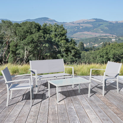 Set da conversazione in tessuto Corvus Antonio da 4 pezzi per esterni