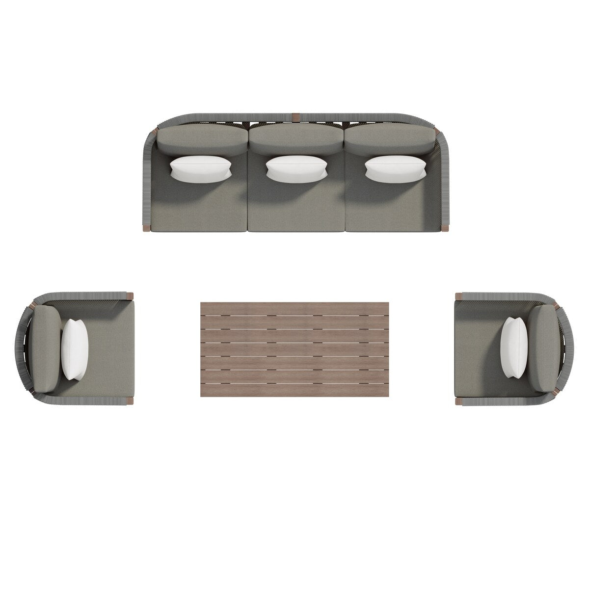 Set di divani da giardino Corvus Iona da 4 pezzi in legno di eucalipto e corda con tessuto Sunbrella