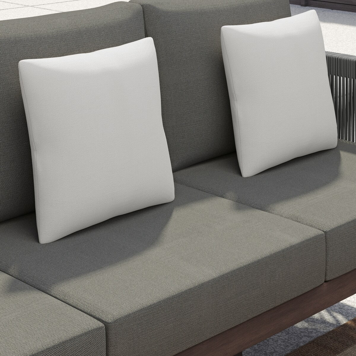 Set di divani da giardino Corvus Iona da 4 pezzi in legno di eucalipto e corda con tessuto Sunbrella