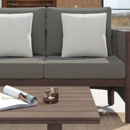 Set di divani da giardino Corvus Iona da 4 pezzi in legno di eucalipto e corda con tessuto Sunbrella