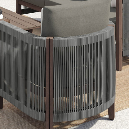 Set di divani da giardino Corvus Iona da 4 pezzi in legno di eucalipto e corda con tessuto Sunbrella