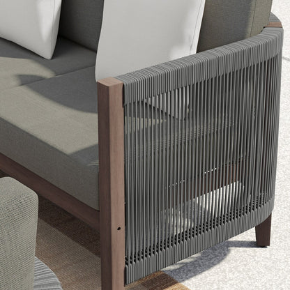 Set di divani da giardino Corvus Iona da 4 pezzi in legno di eucalipto e corda con tessuto Sunbrella