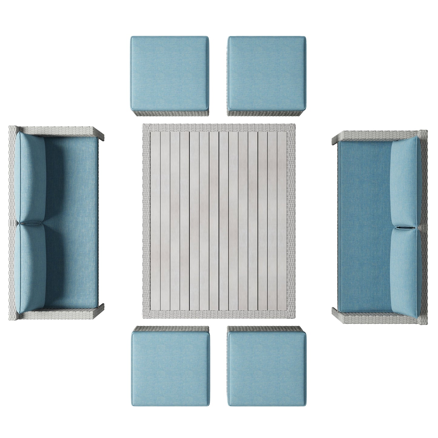 Set da pranzo per esterni in vimini e alluminio Corvus Martinka da 7 pezzi