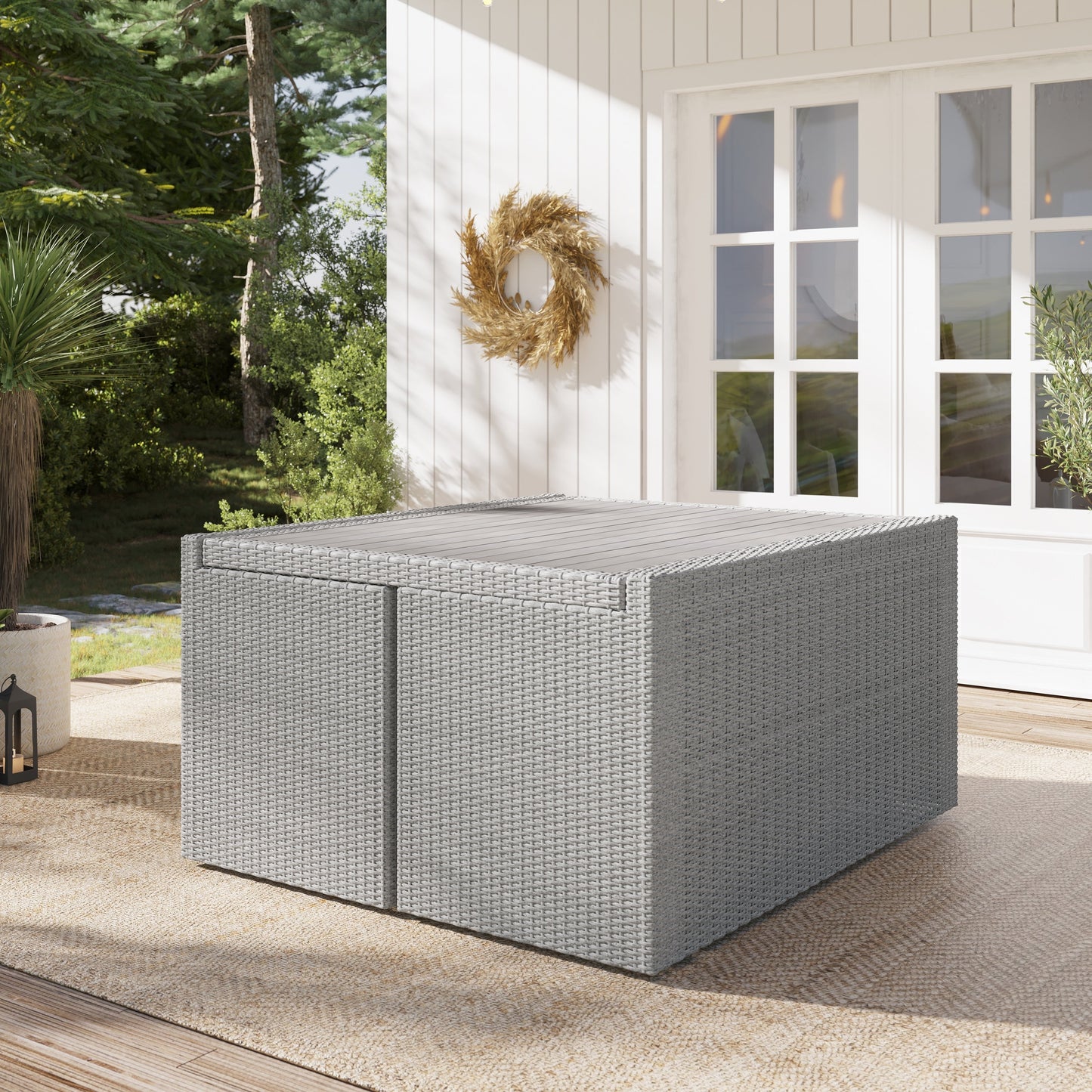 Set da pranzo per esterni in vimini e alluminio Corvus Martinka da 7 pezzi