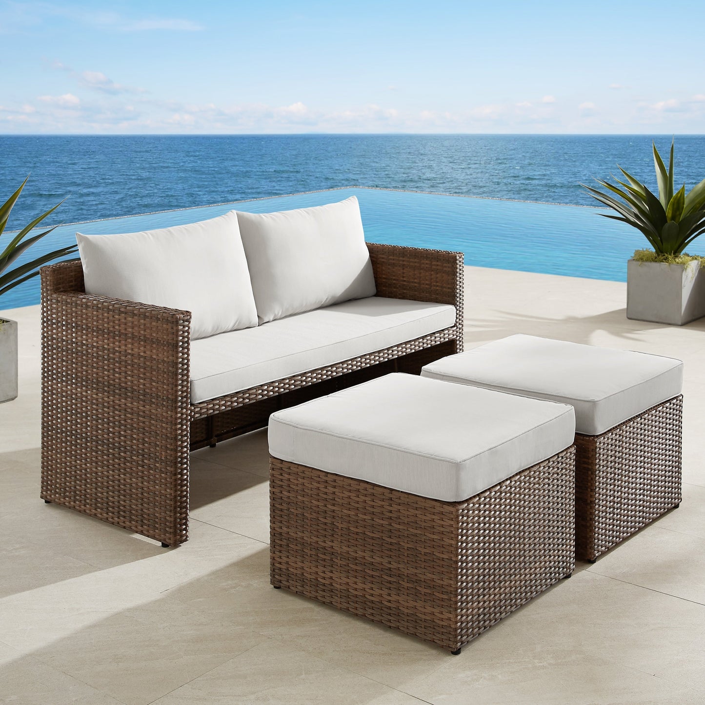 Set da pranzo per esterni in vimini e alluminio Corvus Martinka da 7 pezzi