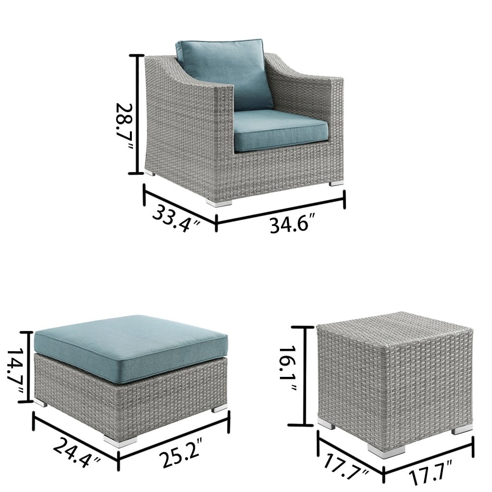Set di mobili da esterno in vimini grigio da 5 pezzi Corvus Martinka