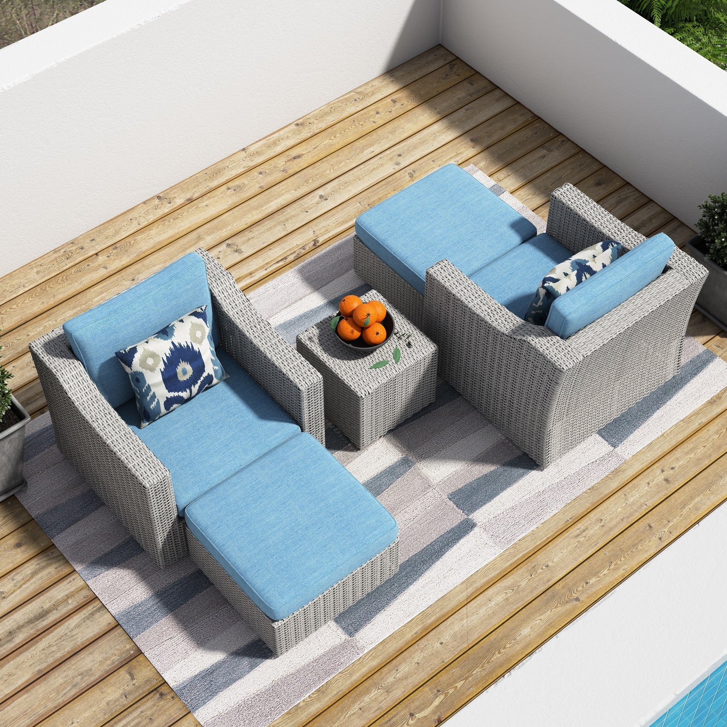 Set di mobili da esterno in vimini grigio da 5 pezzi Corvus Martinka