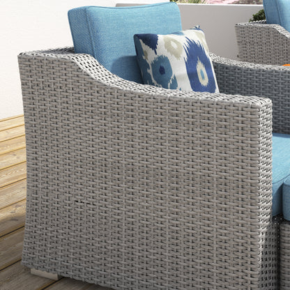 Set di mobili da esterno in vimini grigio da 5 pezzi Corvus Martinka