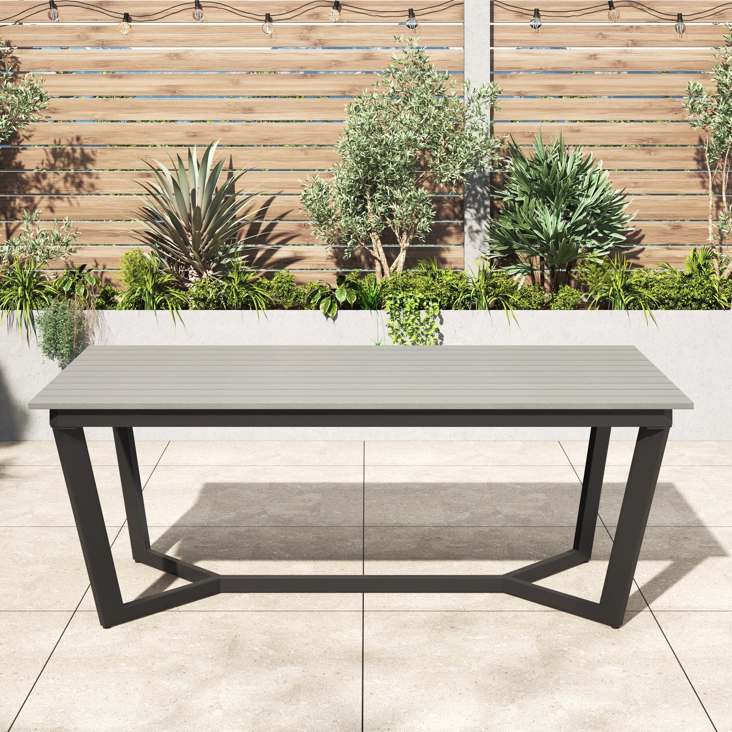 Set da pranzo per esterni Corvus Orville da 6 pezzi in alluminio con piano del tavolo in WPC