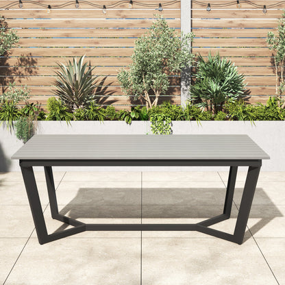 Set da pranzo per esterni Corvus Orville da 6 pezzi in alluminio con piano del tavolo in WPC