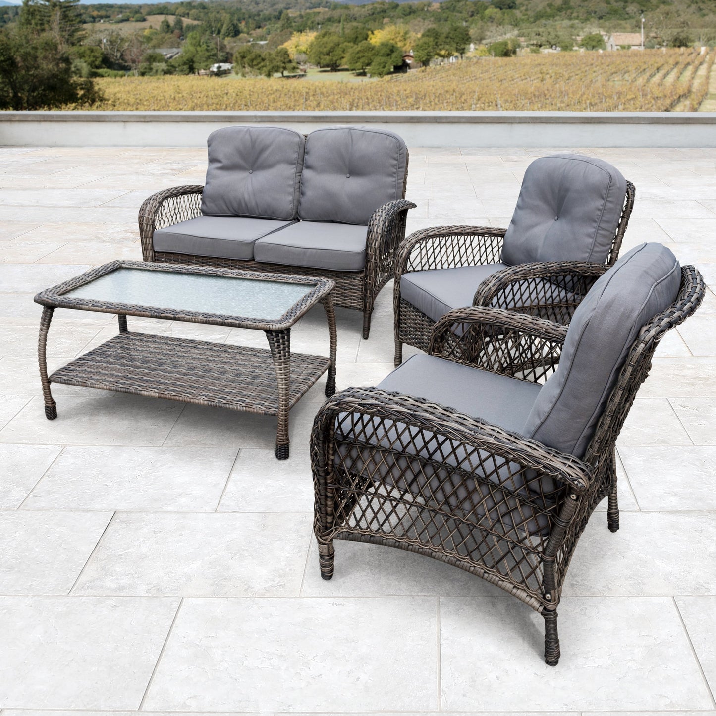 Set da giardino in vimini Corvus Padova da 4 pezzi