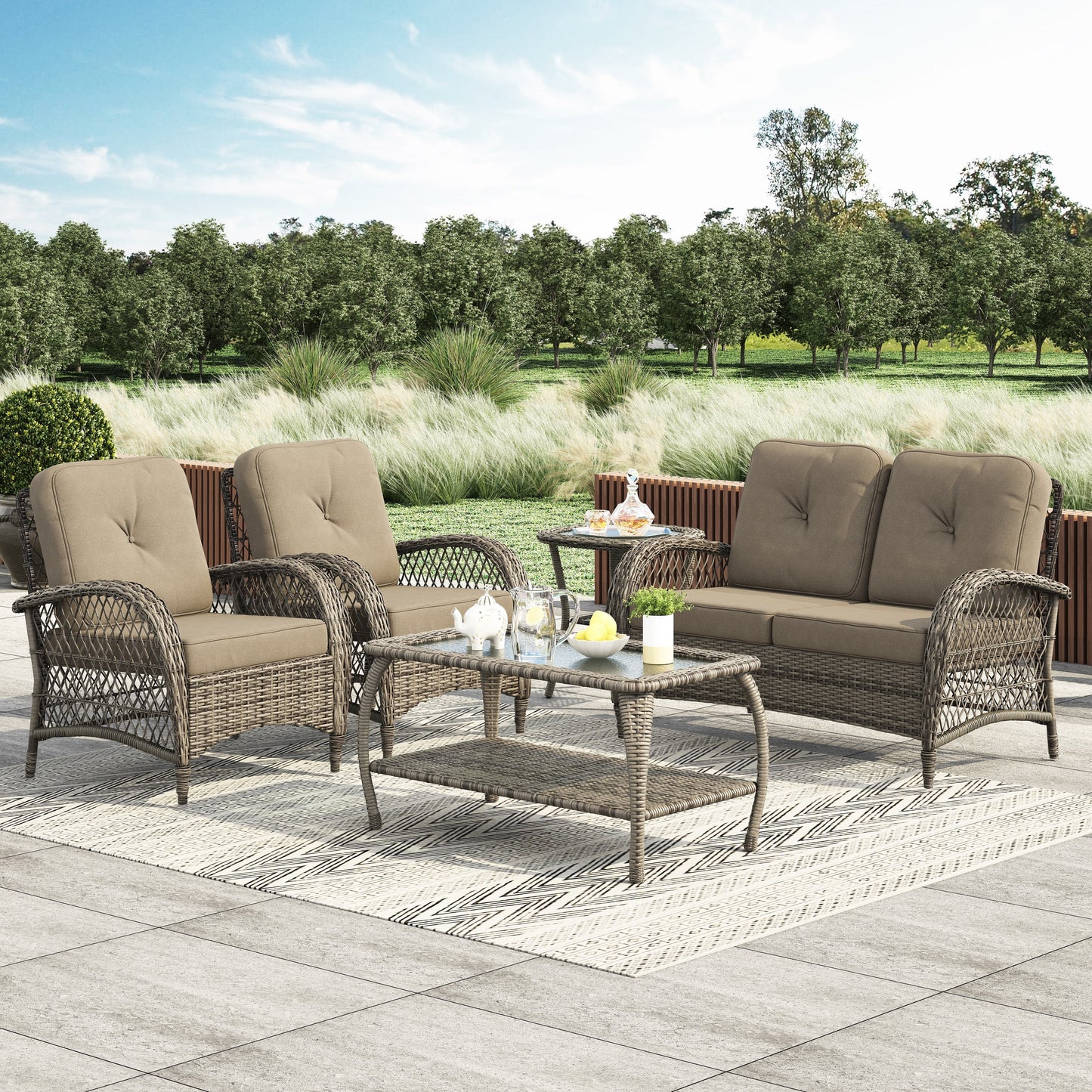 Set da giardino in vimini Corvus Padova da 4 pezzi