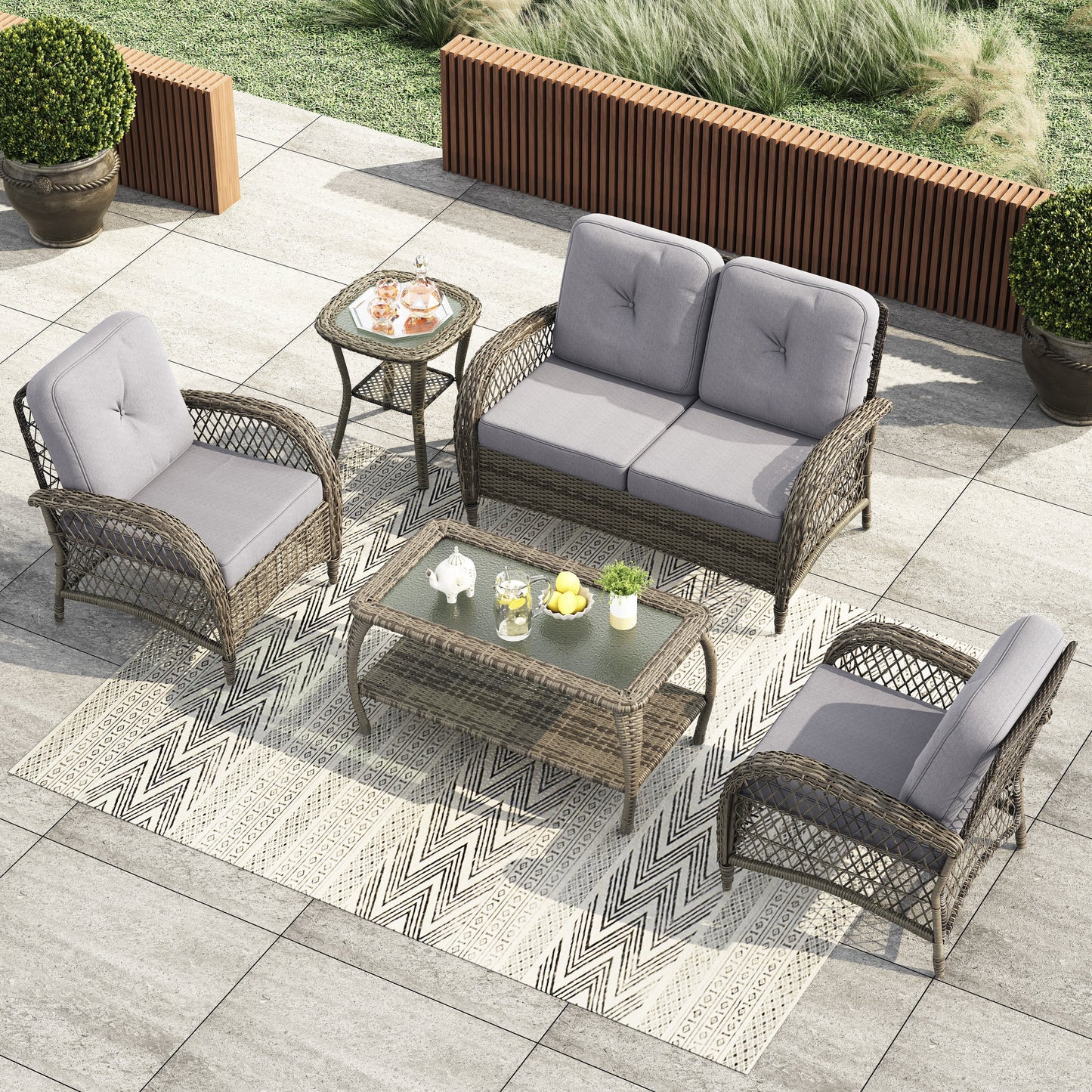 Set da giardino in vimini Corvus Padova da 4 pezzi