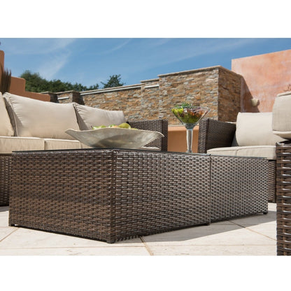 Set da conversazione componibile con mobili da giardino in vimini marrone Corvus Trey da 12 pezzi