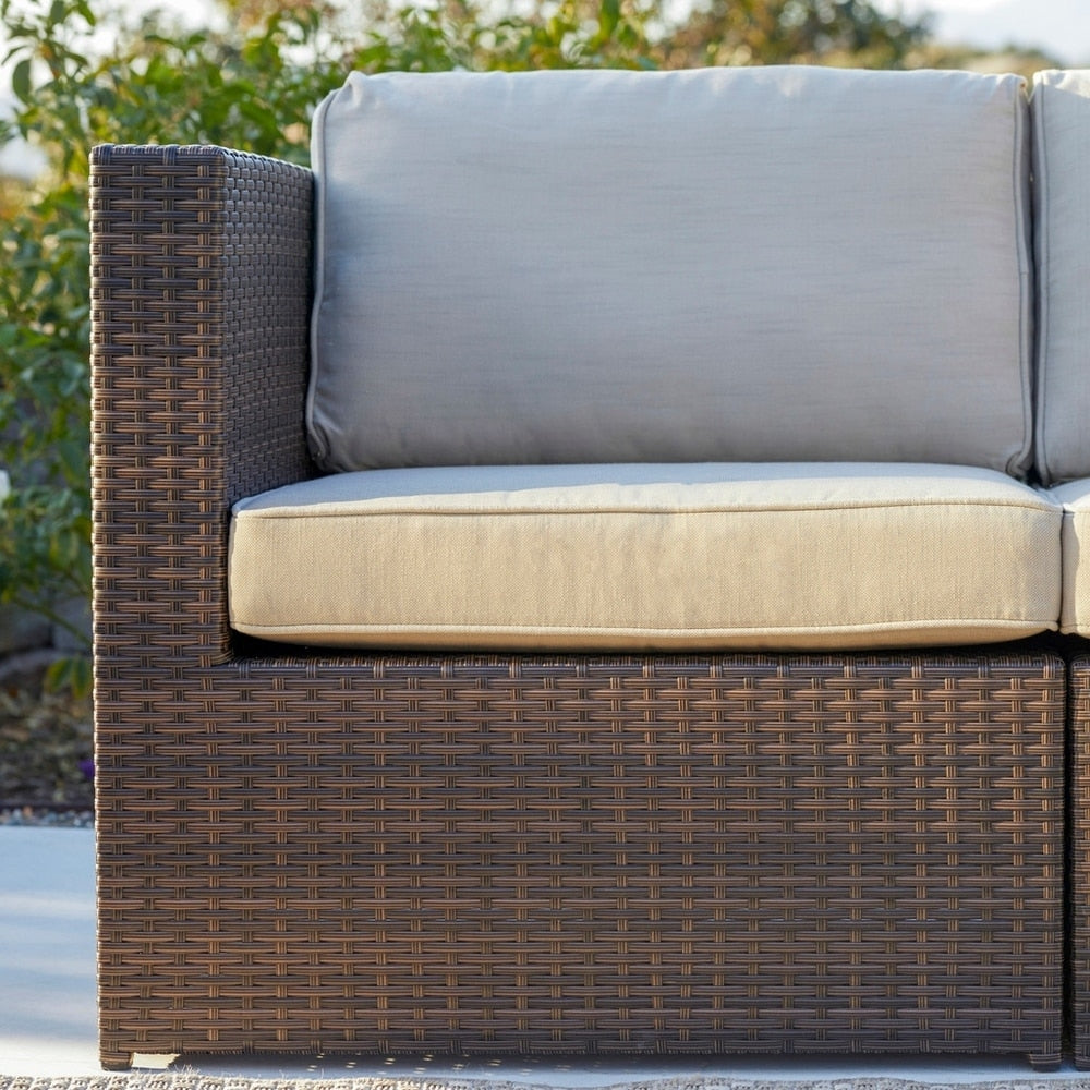 Set da conversazione componibile con mobili da giardino in vimini marrone Corvus Trey da 12 pezzi