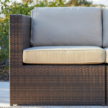 Set da conversazione componibile con mobili da giardino in vimini marrone Corvus Trey da 12 pezzi