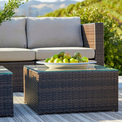 Set da conversazione componibile con mobili da giardino in vimini marrone Corvus Trey da 12 pezzi