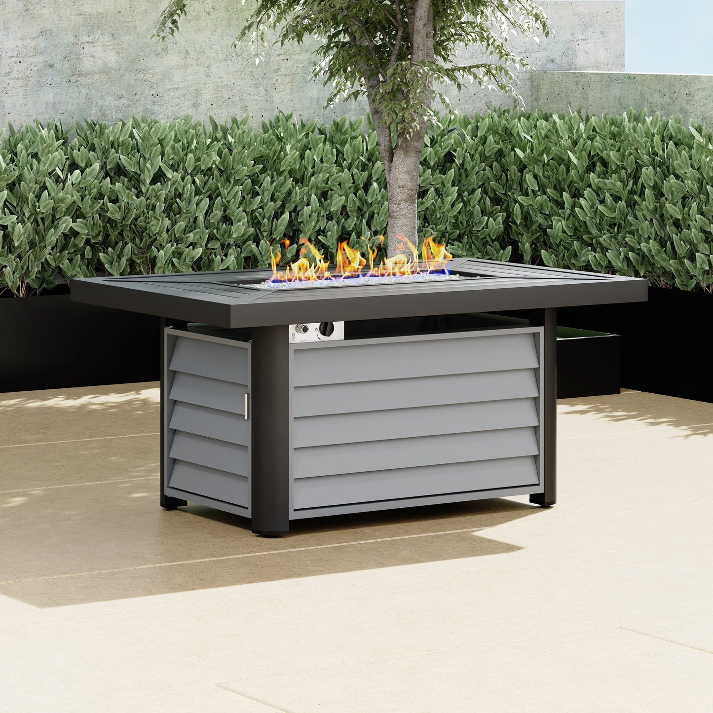 Set di mobili da giardino componibili in vimini intrecciato Corvus Trey da 13 pezzi con tavolo da fuoco