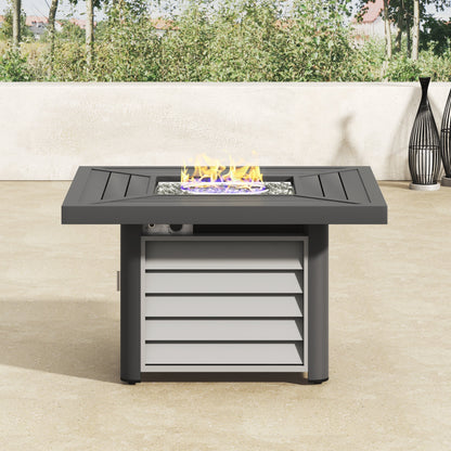 Corvus Vasconia 5 pezzi set girevole in resina e vimini per esterni con tavolo da fuoco