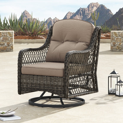 Corvus Vasconia 5 pezzi set girevole in resina e vimini per esterni con tavolo da fuoco