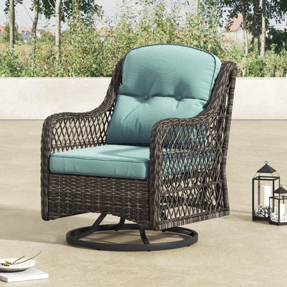 Corvus Vasconia 5 pezzi set girevole in resina e vimini per esterni con tavolo da fuoco