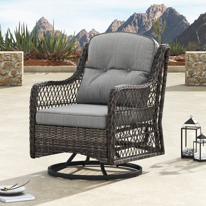 Corvus Vasconia 5 pezzi set girevole in resina e vimini per esterni con tavolo da fuoco