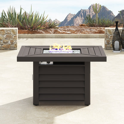 Corvus Vasconia 5 pezzi set girevole in resina e vimini per esterni con tavolo da fuoco