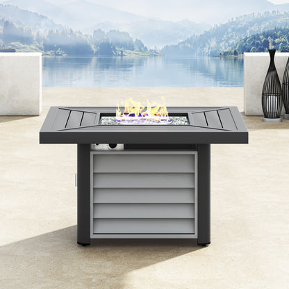 Corvus Vasconia 5 pezzi set girevole in resina e vimini per esterni con tavolo da fuoco