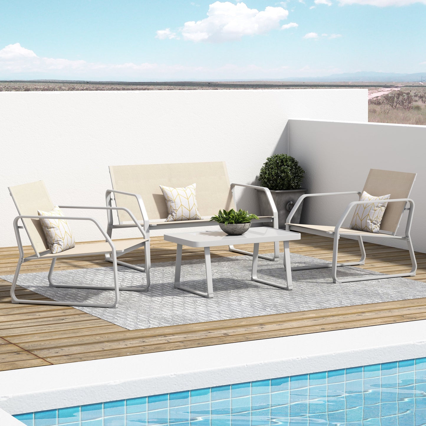 Set da conversazione in tessuto Corvus Yorkdale da 4 pezzi per esterni