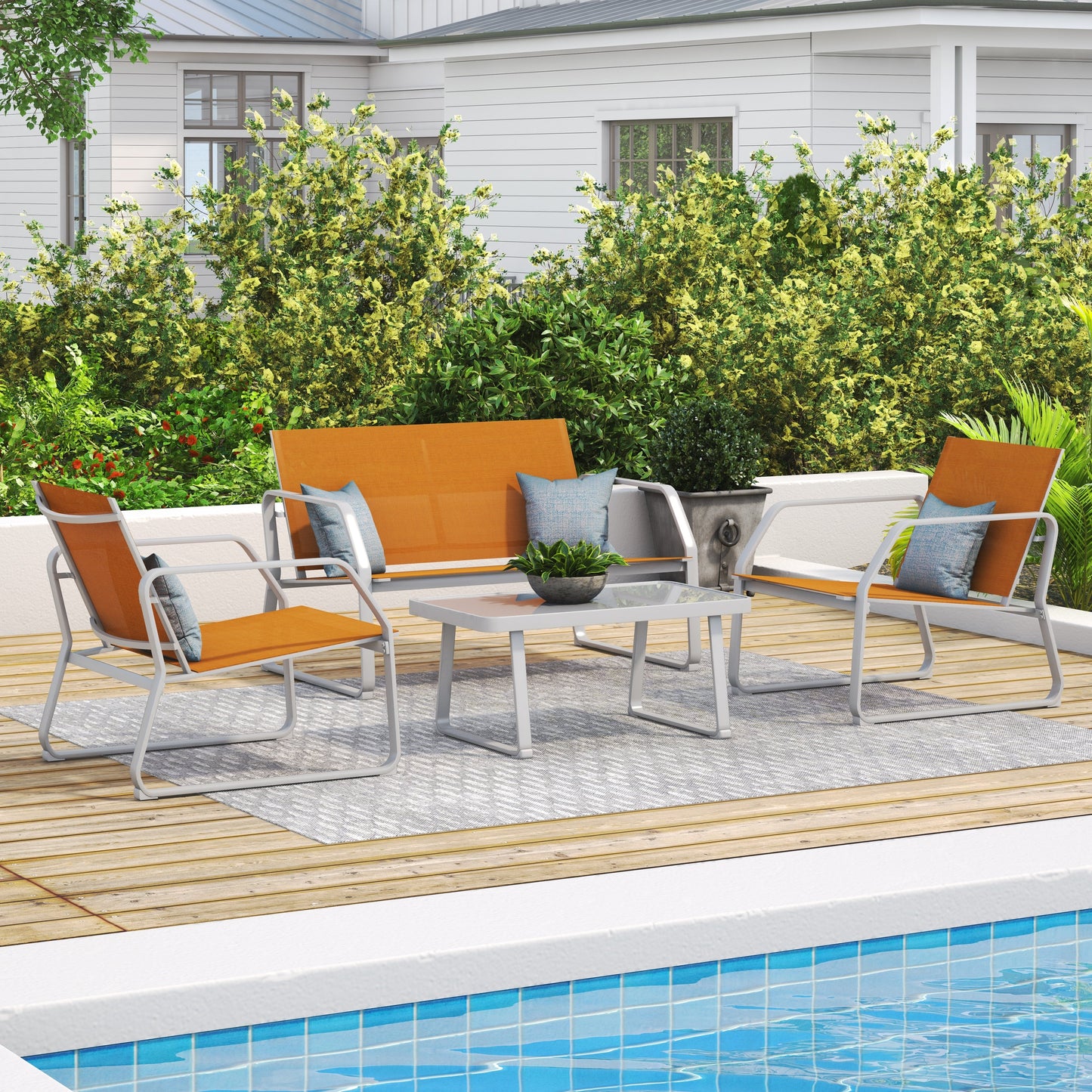 Set da conversazione in tessuto Corvus Yorkdale da 4 pezzi per esterni