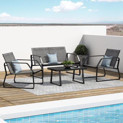 Set da conversazione in tessuto Corvus Yorkdale da 4 pezzi per esterni