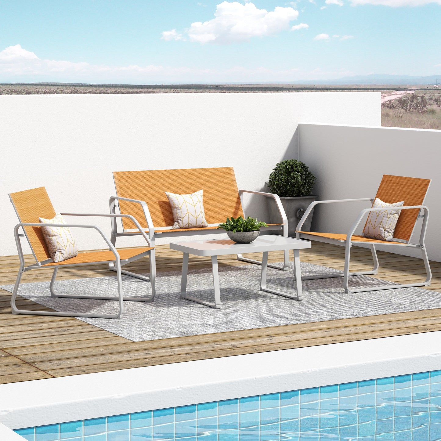 Set da conversazione in tessuto Corvus Yorkdale da 4 pezzi per esterni