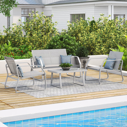 Set da conversazione in tessuto Corvus Yorkdale da 4 pezzi per esterni