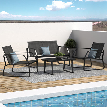 Set da conversazione in tessuto Corvus Yorkdale da 4 pezzi per esterni