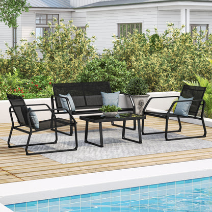 Set da conversazione in tessuto Corvus Yorkdale da 4 pezzi per esterni