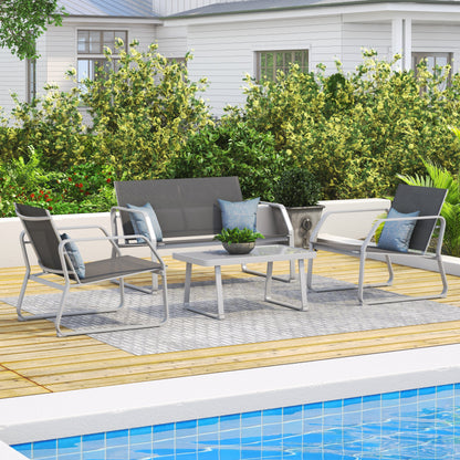 Set da conversazione in tessuto Corvus Yorkdale da 4 pezzi per esterni