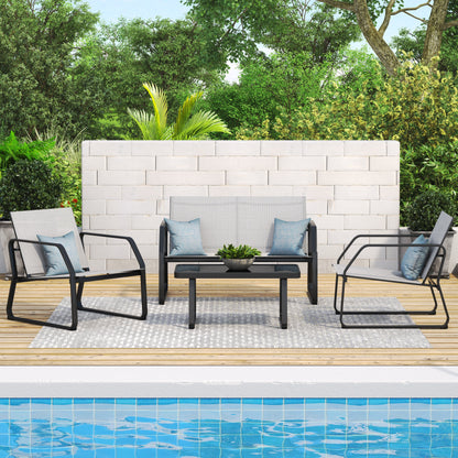 Set da conversazione in tessuto Corvus Yorkdale da 4 pezzi per esterni